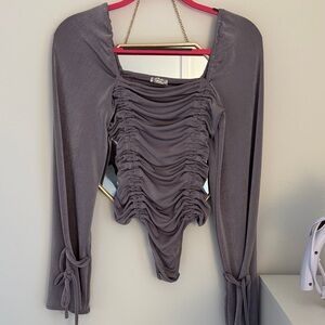 Free People purpley grat Ruched Bodysuit